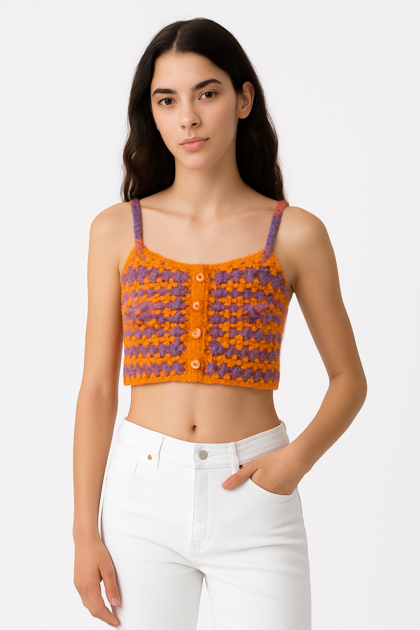 Top crochet orange-violet fait main Top crochet orange-violet fait main