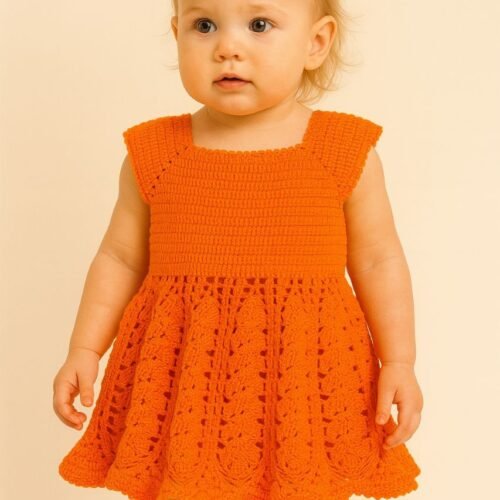 Robe bébé en crochet – Orange vif