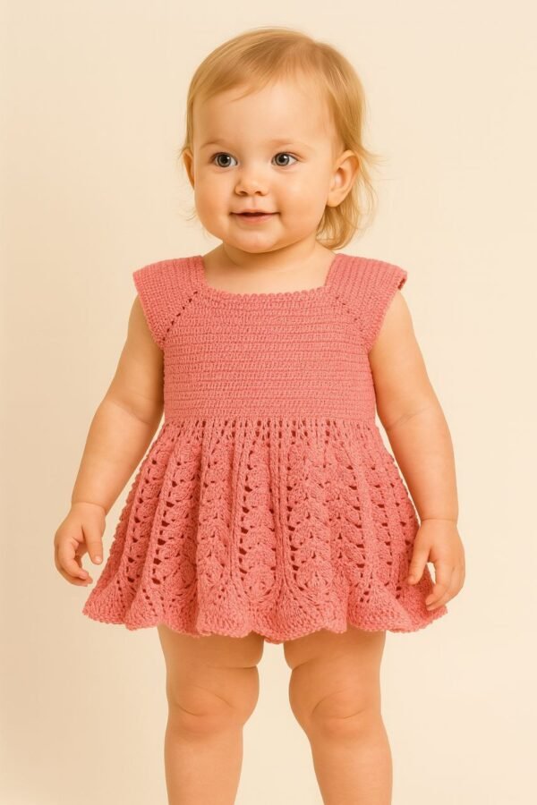 Robe bébé en crochet – Rose tendre