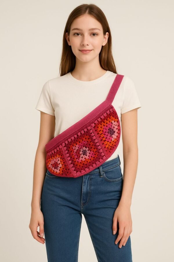 Sac bandoulière en crochet – Motif Granny Rose